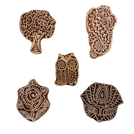 Set of 5 Piece New Mix Wooden Printing Blocks